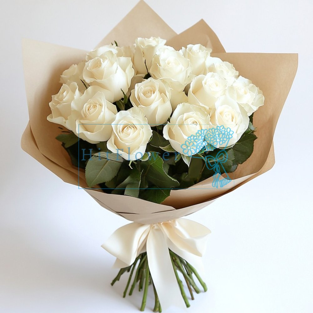 Букет 15 белых роз Букет роз 15 белых роз